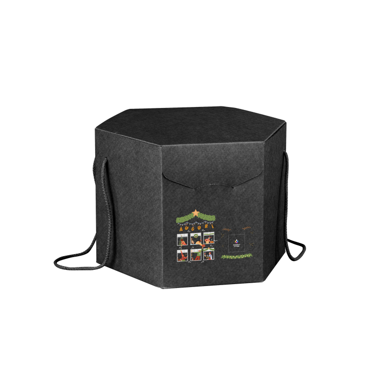Scatole porta panettone esagonali seta nero- Printcentral - - -