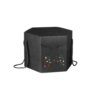 Scatole porta panettone esagonali seta nero- Printcentral - - -