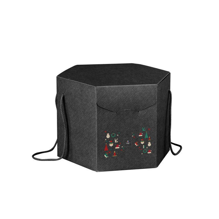 Scatole porta panettone esagonali seta nero- Printcentral - - -