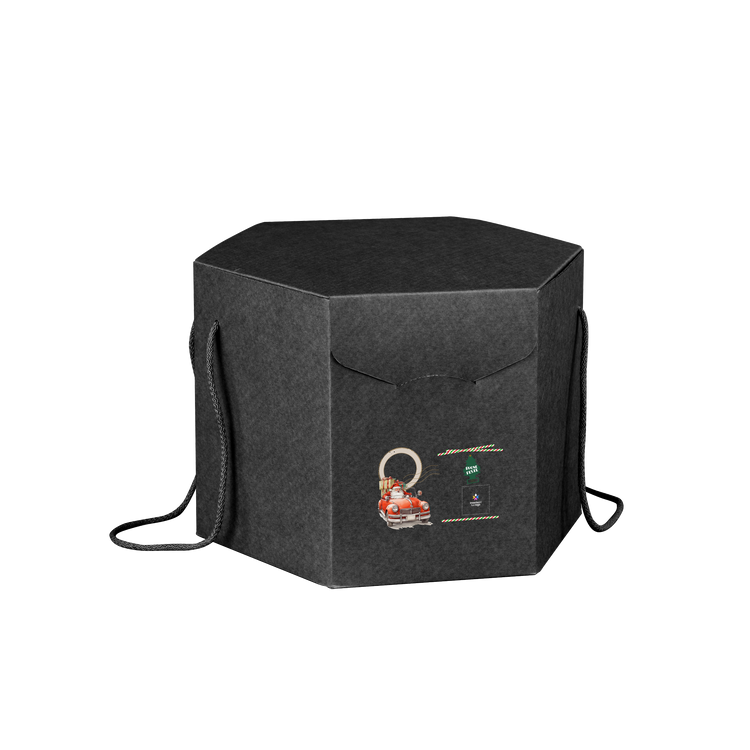 Scatole porta panettone esagonali seta nero- Printcentral - - -