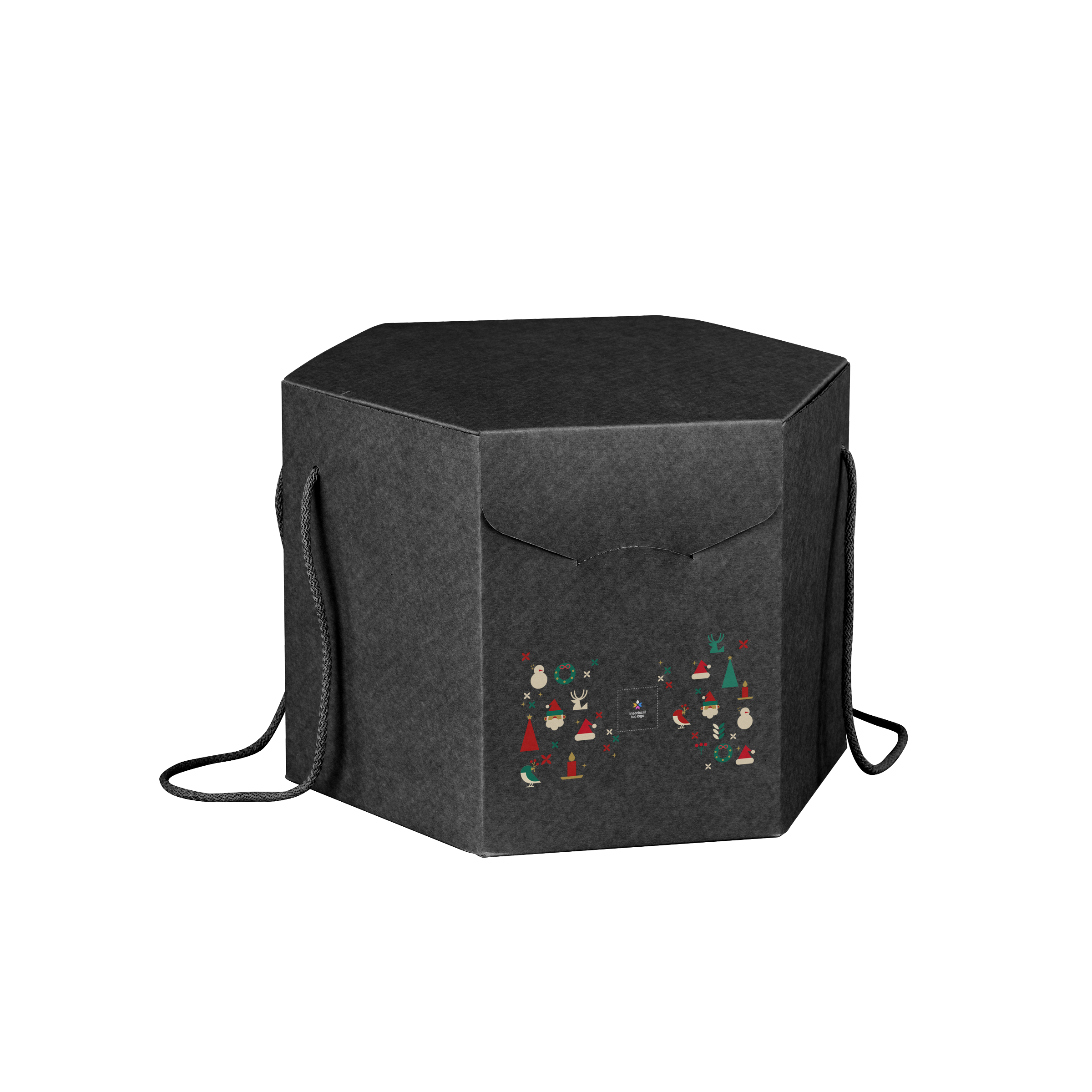 Scatole porta panettone esagonali seta nero- Printcentral - - -
