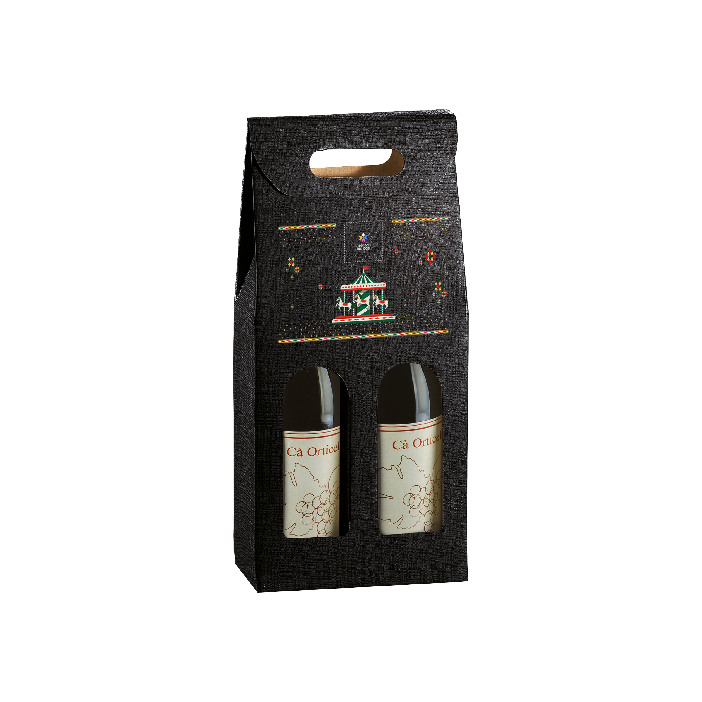 Scatole porta bottiglia seta nero- Printcentral - - -