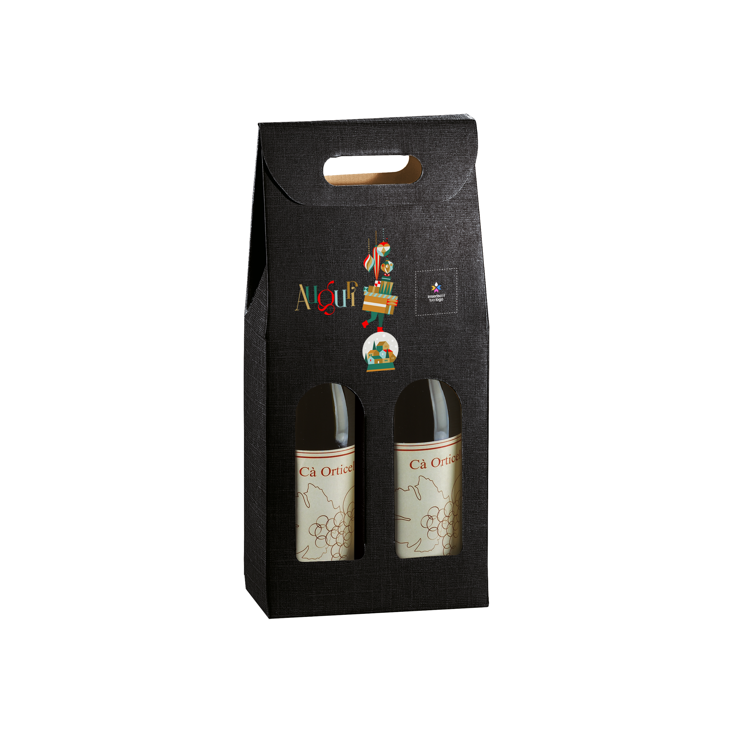 Scatole porta bottiglia seta nero- Printcentral - - -