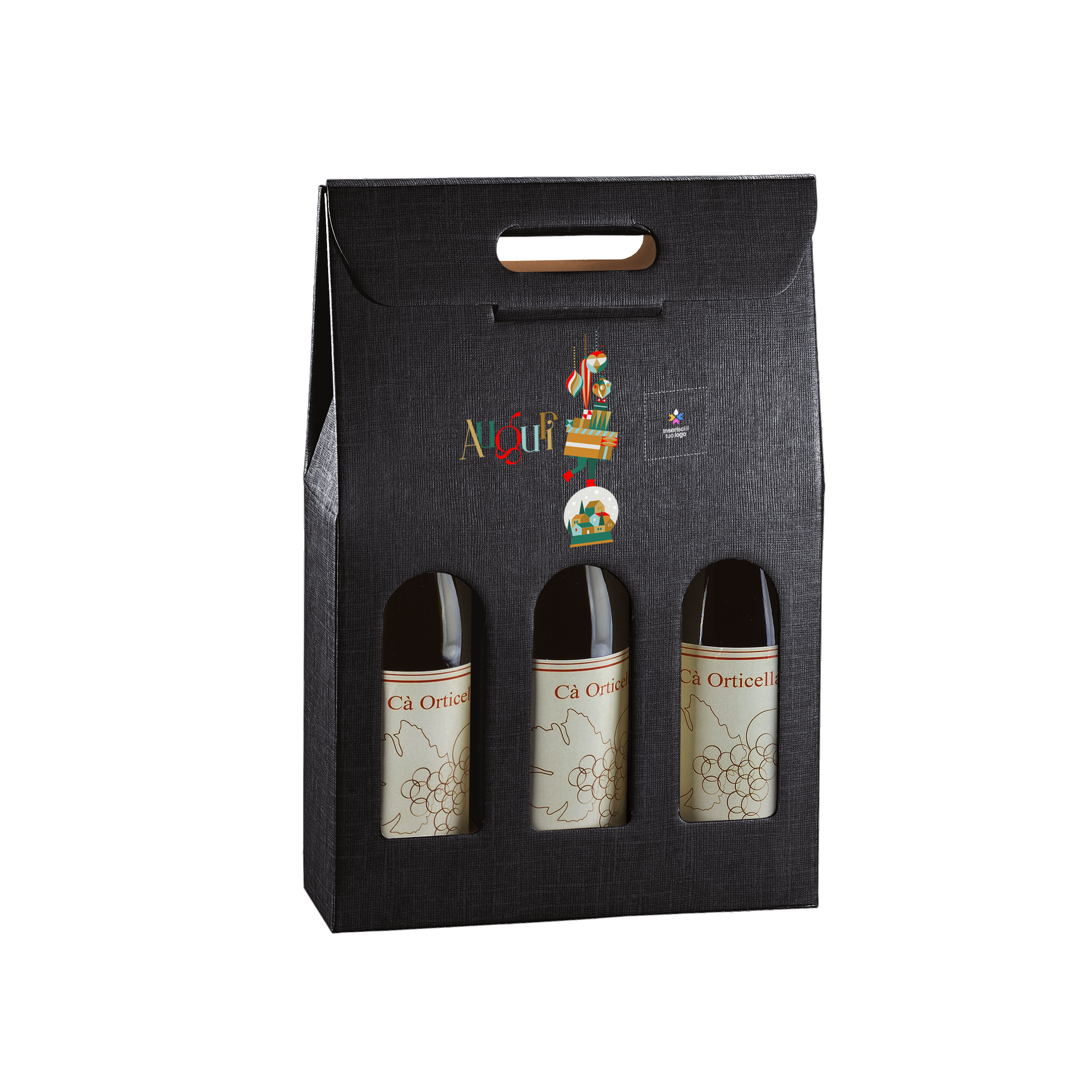 Scatole porta bottiglia seta nero- Printcentral - - -