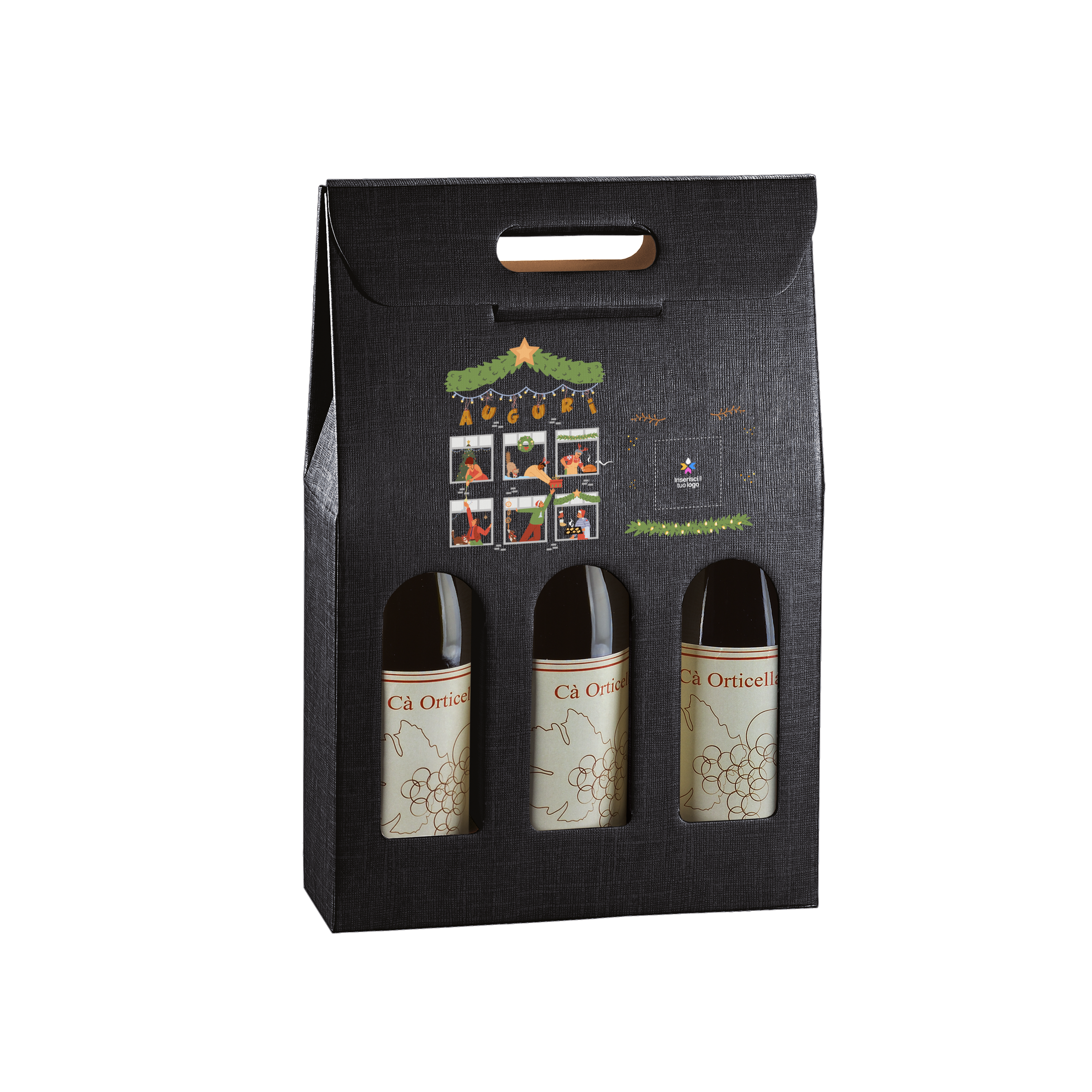 Scatole porta bottiglia seta nero- Printcentral - - -