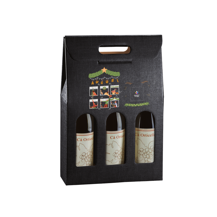 Scatole porta bottiglia seta nero- Printcentral - - -