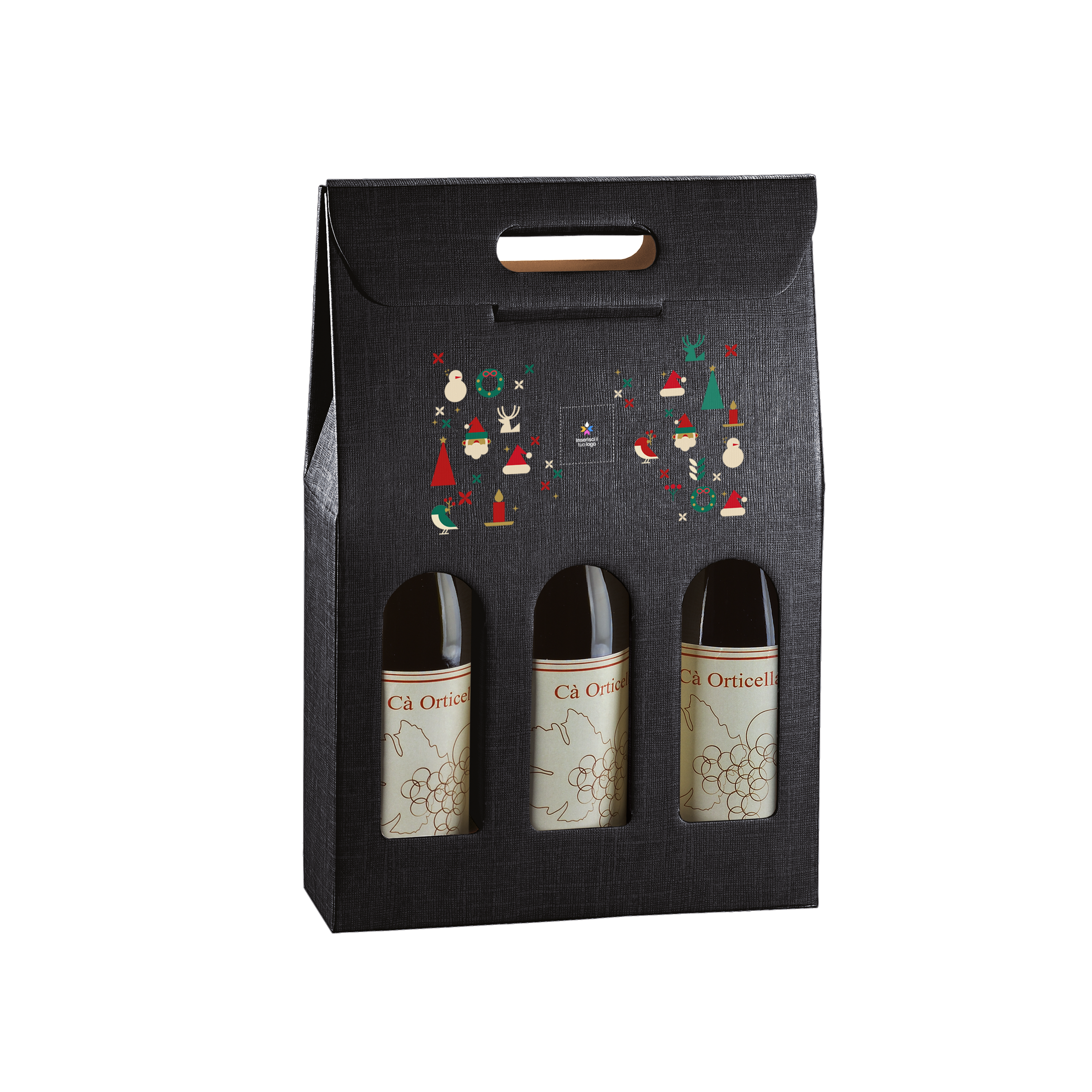 Scatole porta bottiglia seta nero- Printcentral - - -