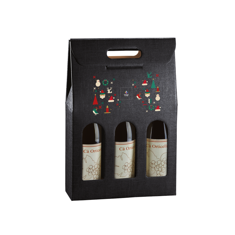 Scatole porta bottiglia seta nero- Printcentral - - -