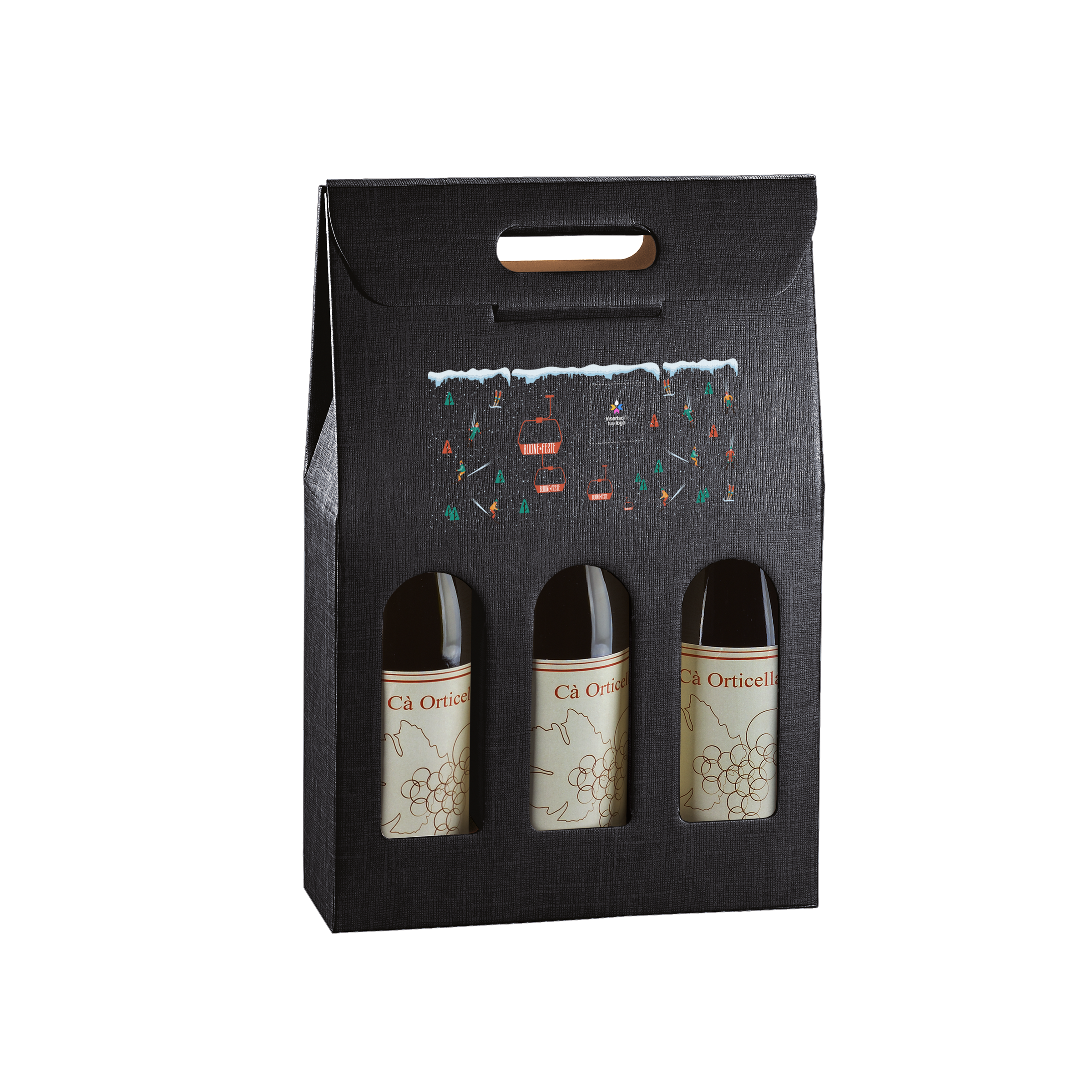 Scatole porta bottiglia seta nero- Printcentral - - -