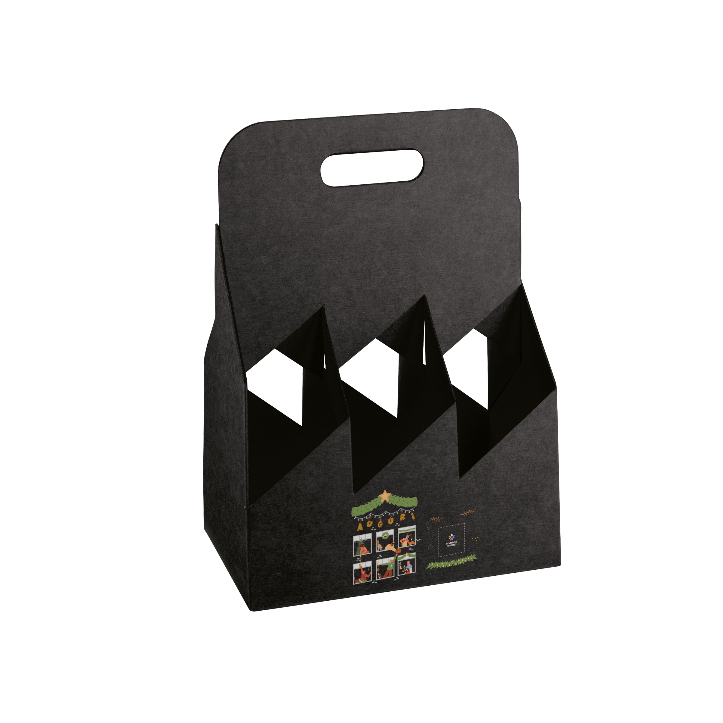 Cestello porta bottiglie seta nero- Printcentral - - -