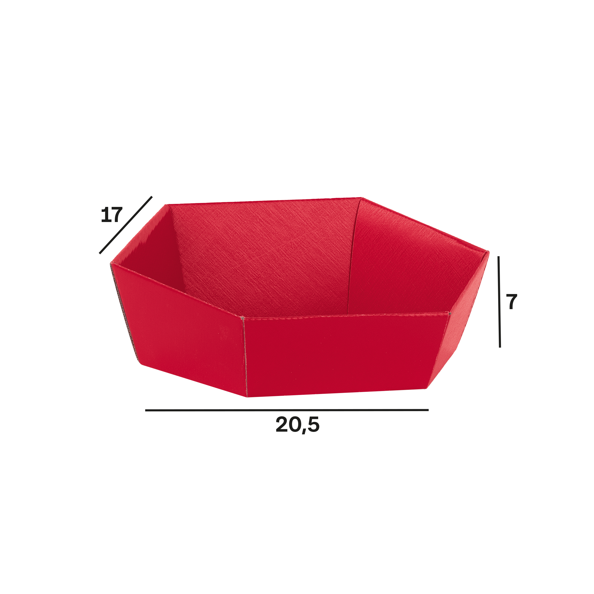 Vassoio esagono fibra rosso- Printcentral - - -