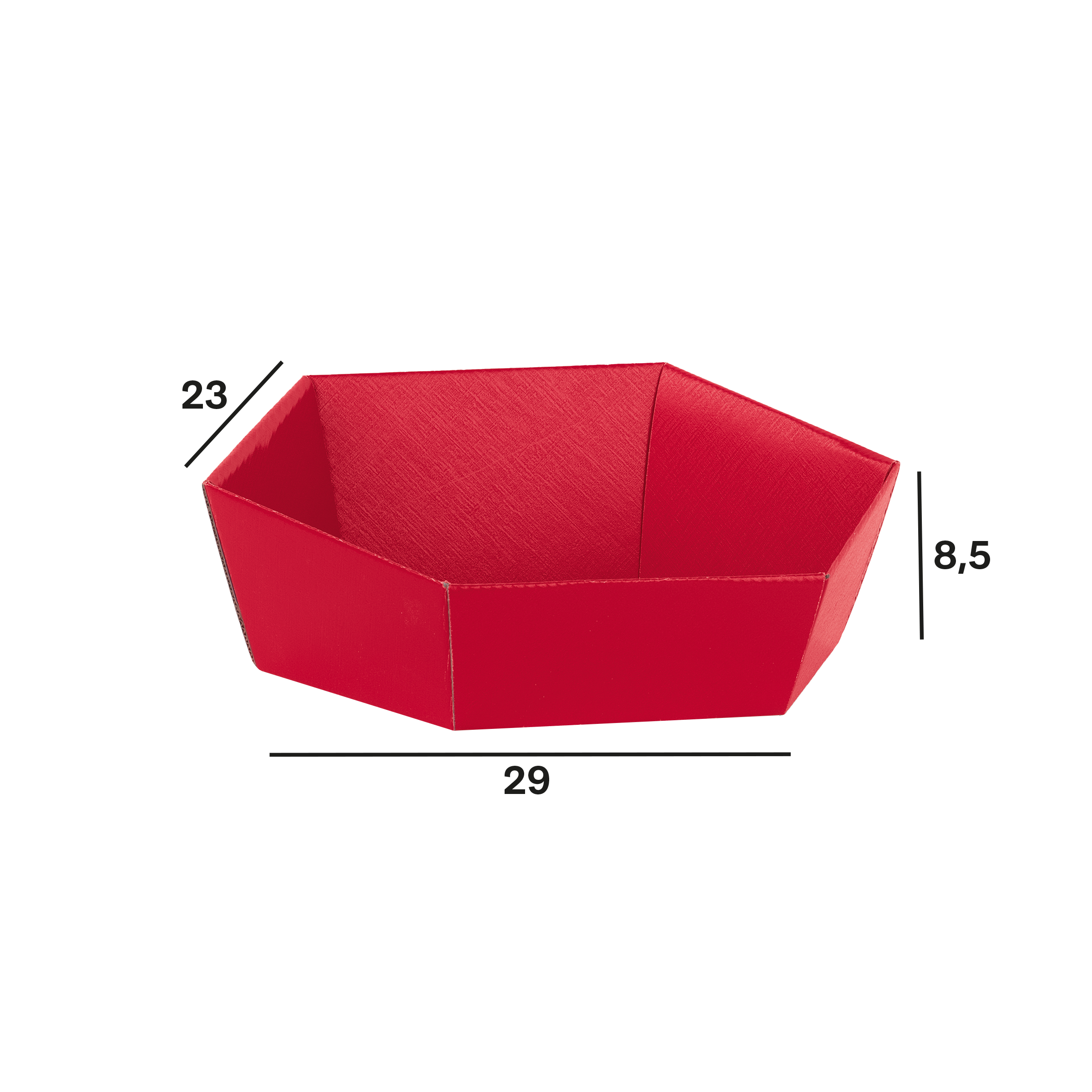 Vassoio esagono fibra rosso- Printcentral - - -