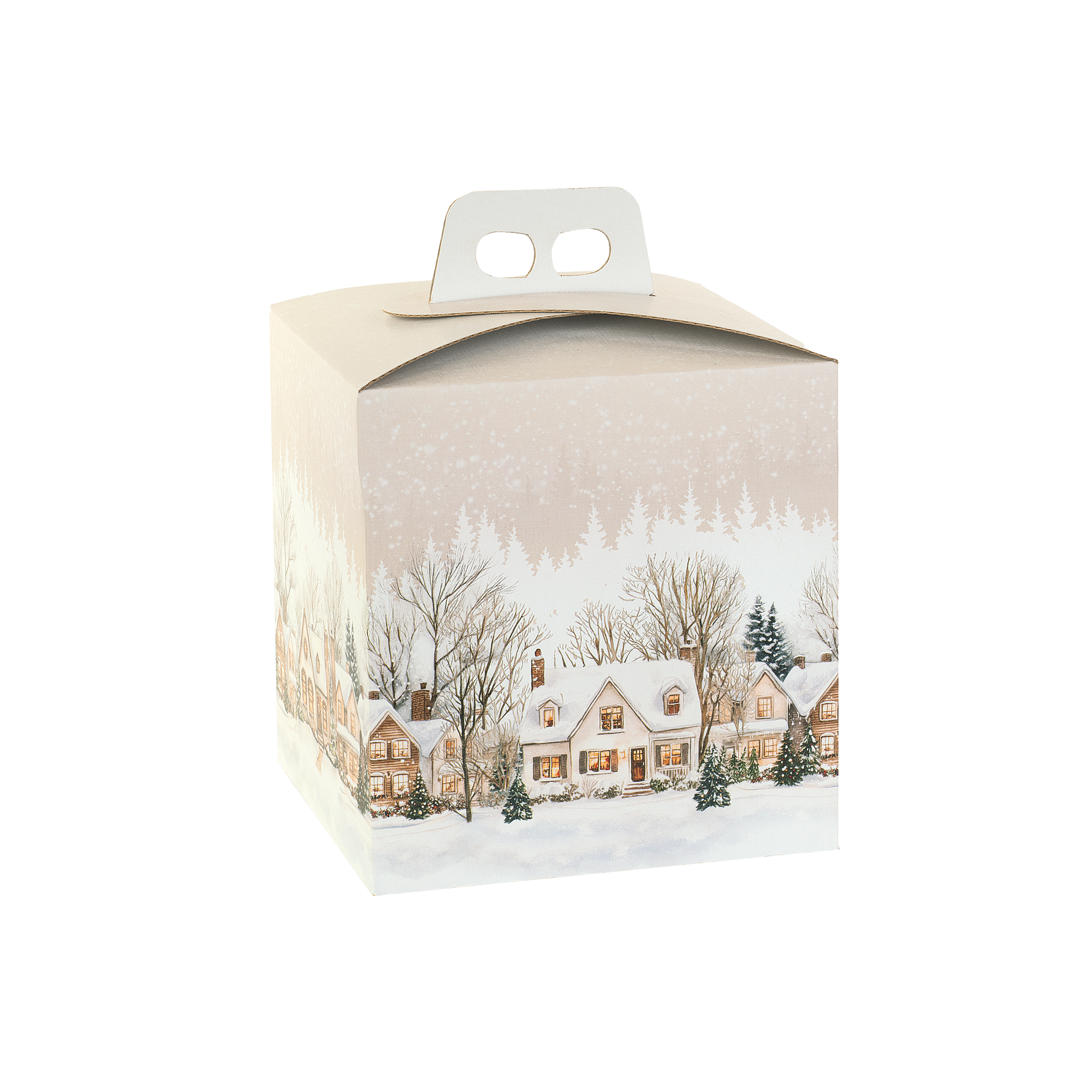 Scatole porta panettone quadrella Christmas Village- Printcentral - - -