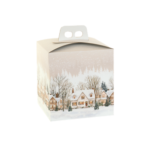 Scatole porta panettone quadrella Christmas Village- Printcentral - - -