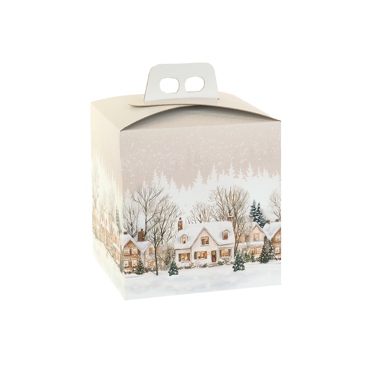 Scatole porta panettone quadrella Christmas Village- Printcentral - - -