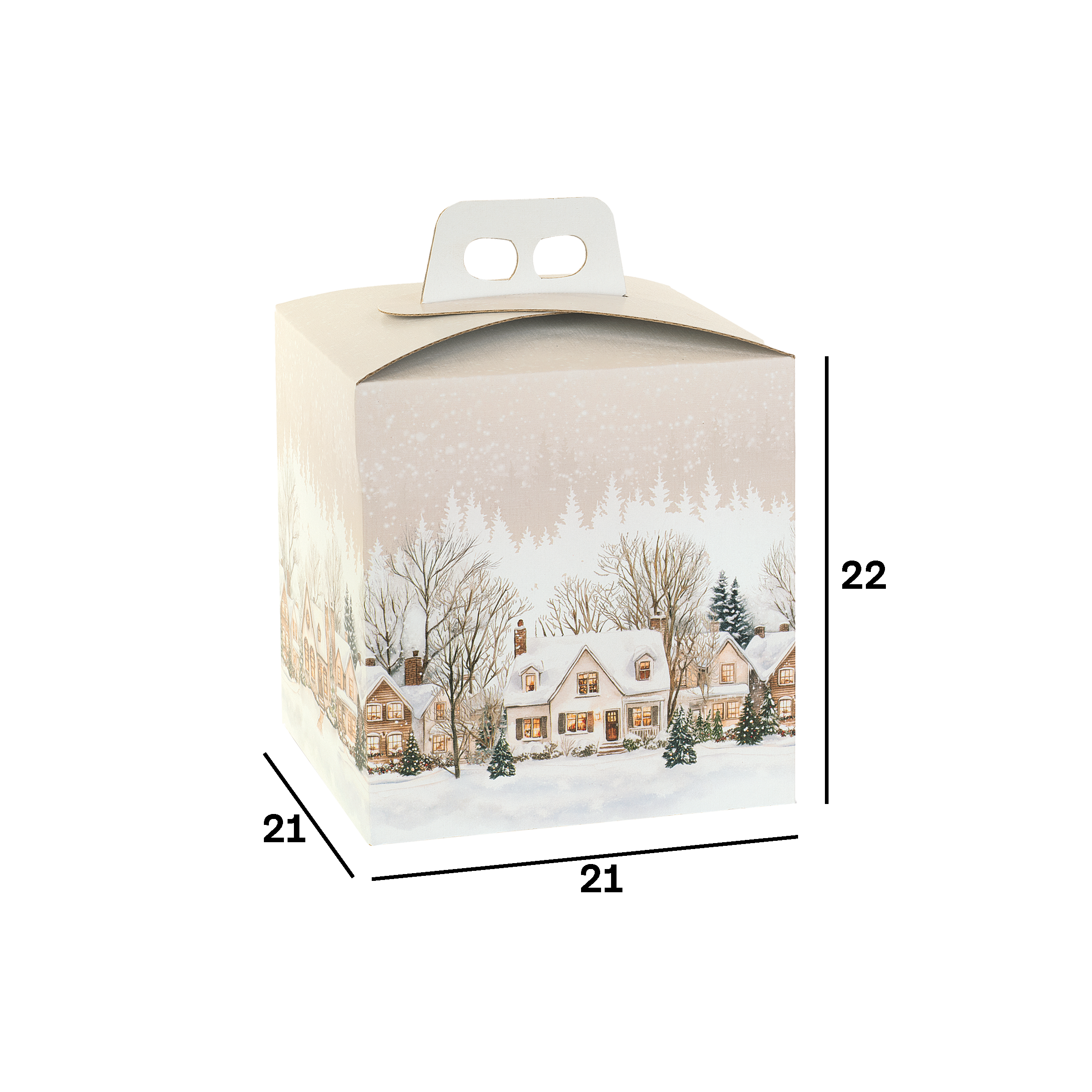 Scatole porta panettone quadrella Christmas Village- Printcentral - - -