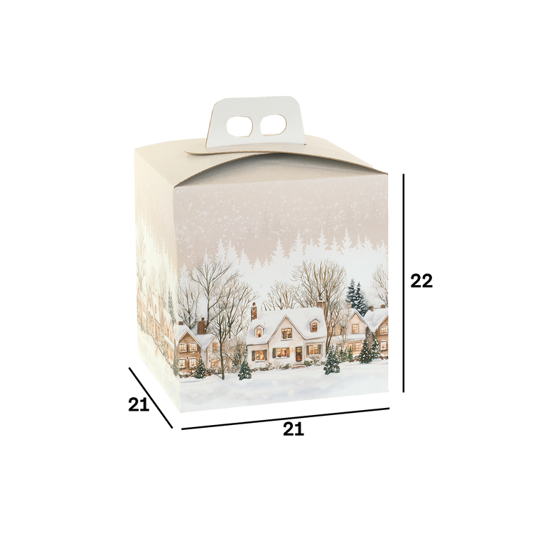 Scatole porta panettone quadrella Christmas Village- Printcentral - - -