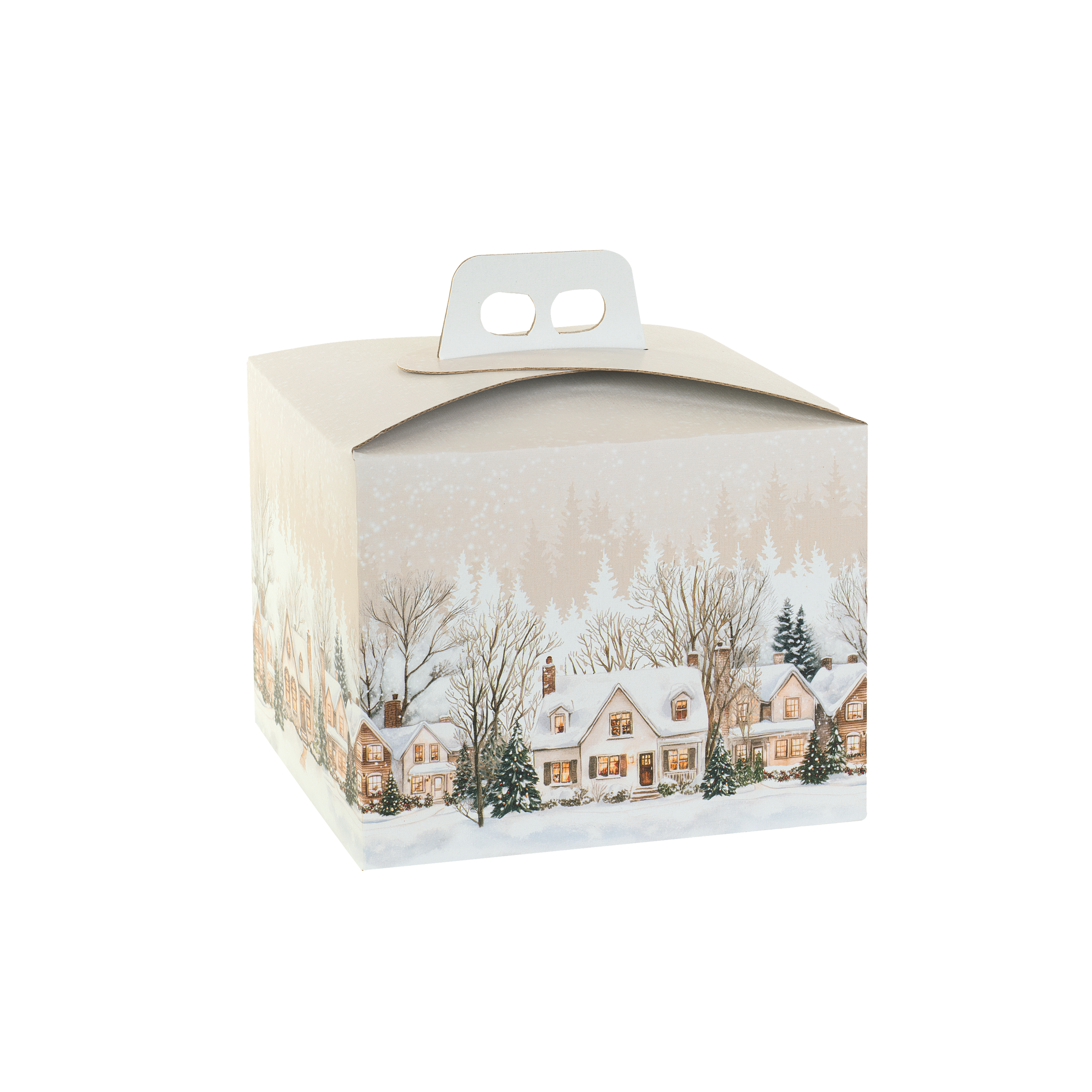 Scatole porta panettone quadrella Christmas Village- Printcentral - - -