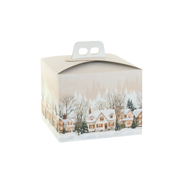 Scatole porta panettone quadrella Christmas Village- Printcentral - - -