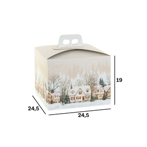 Scatole porta panettone quadrella Christmas Village- Printcentral - - -