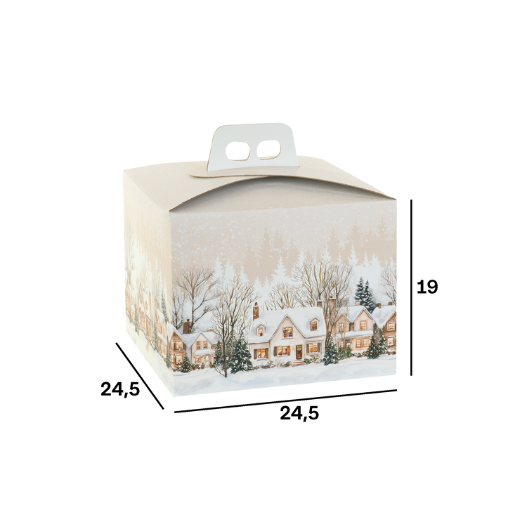 Scatole porta panettone quadrella Christmas Village- Printcentral - - -