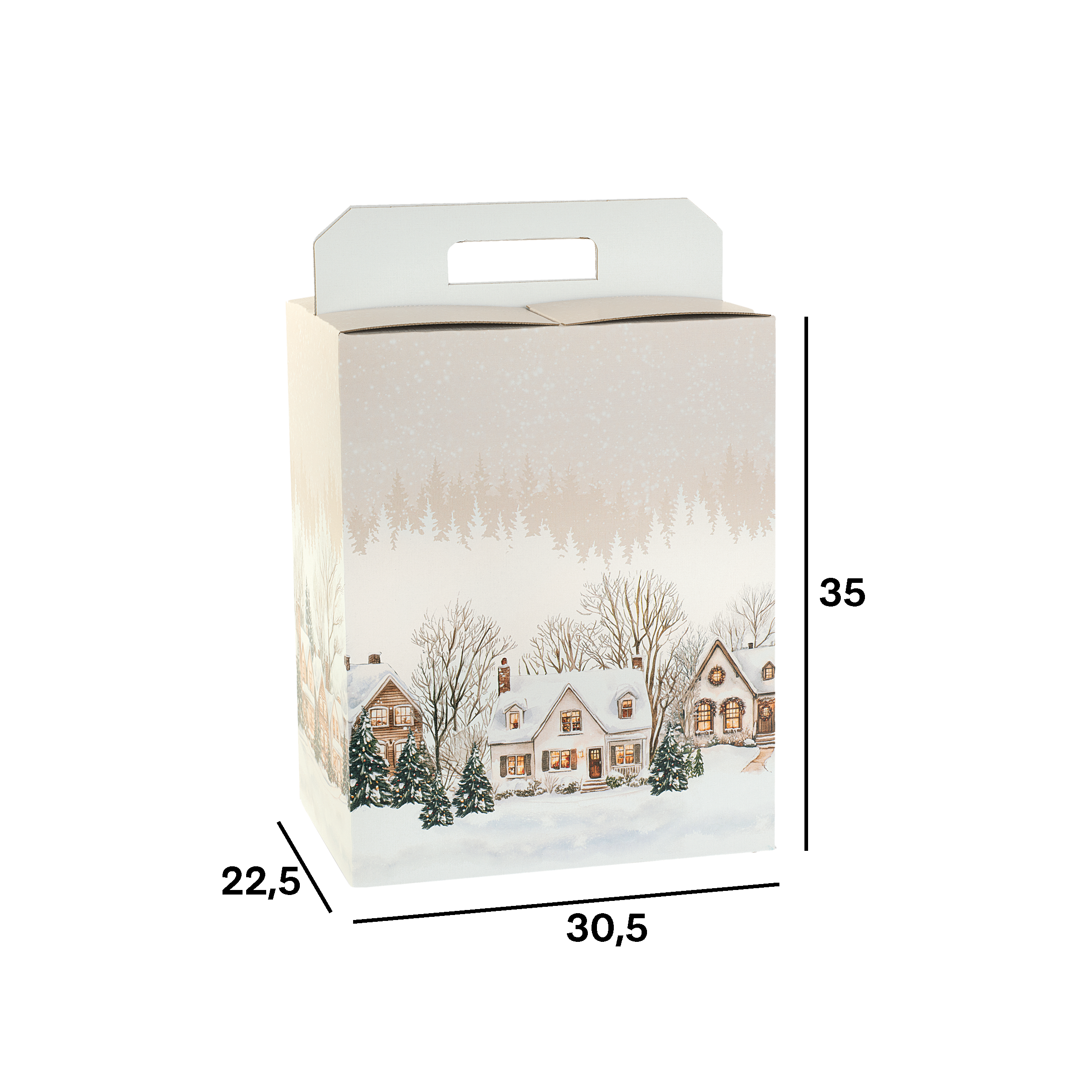 Scatole porta panettone + bottiglie Christmas Village- Printcentral - - -