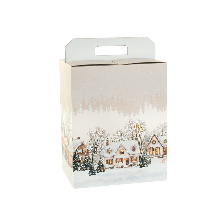 Scatole porta panettone + bottiglie Christmas Village- Printcentral - - -