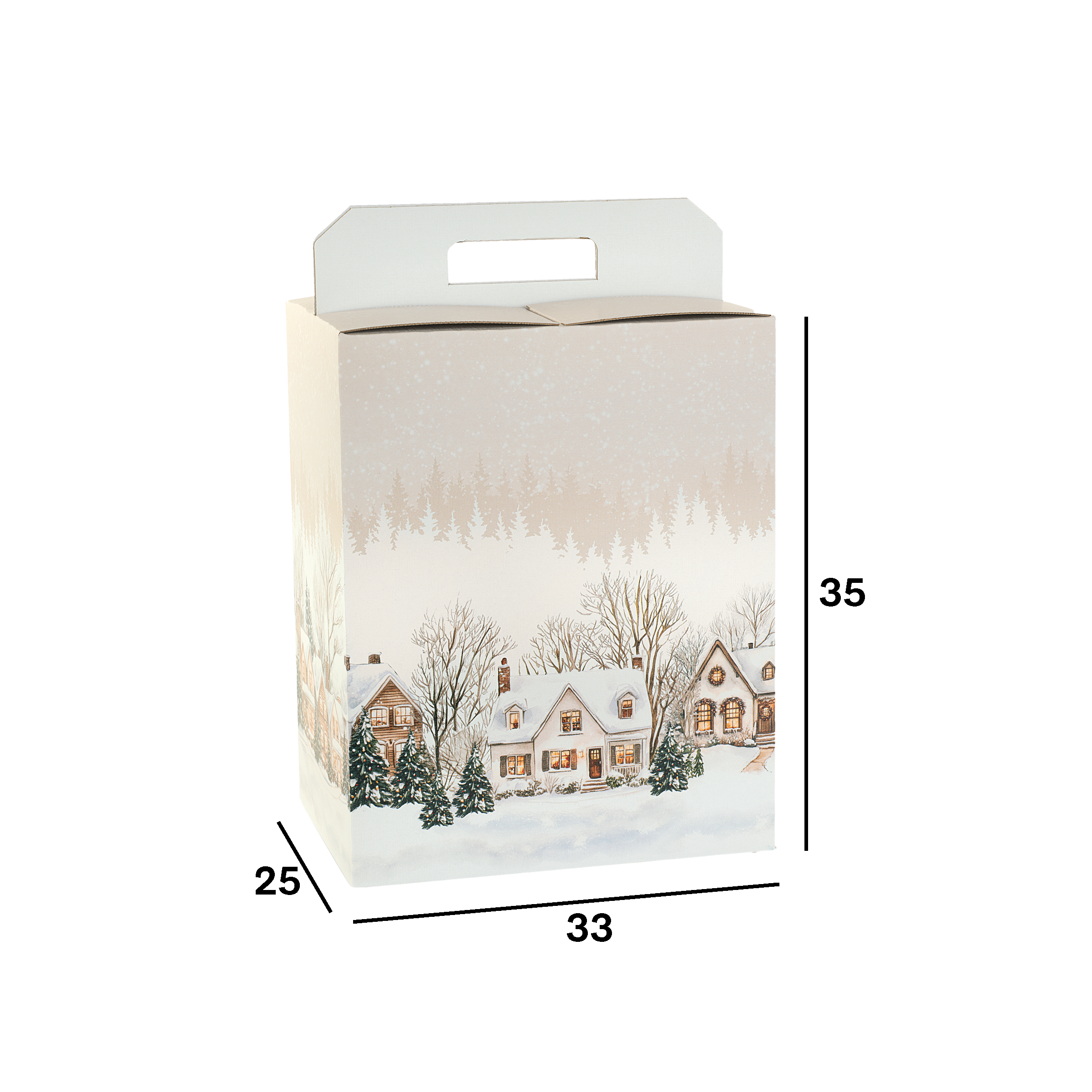 Scatole porta panettone + bottiglie Christmas Village- Printcentral - - -
