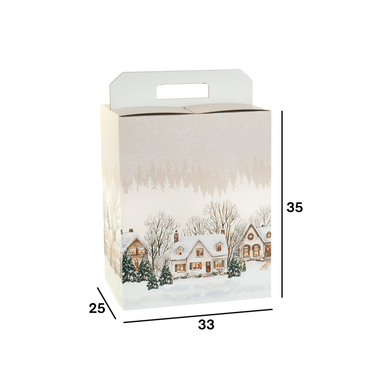 Scatole porta panettone + bottiglie Christmas Village- Printcentral - - -