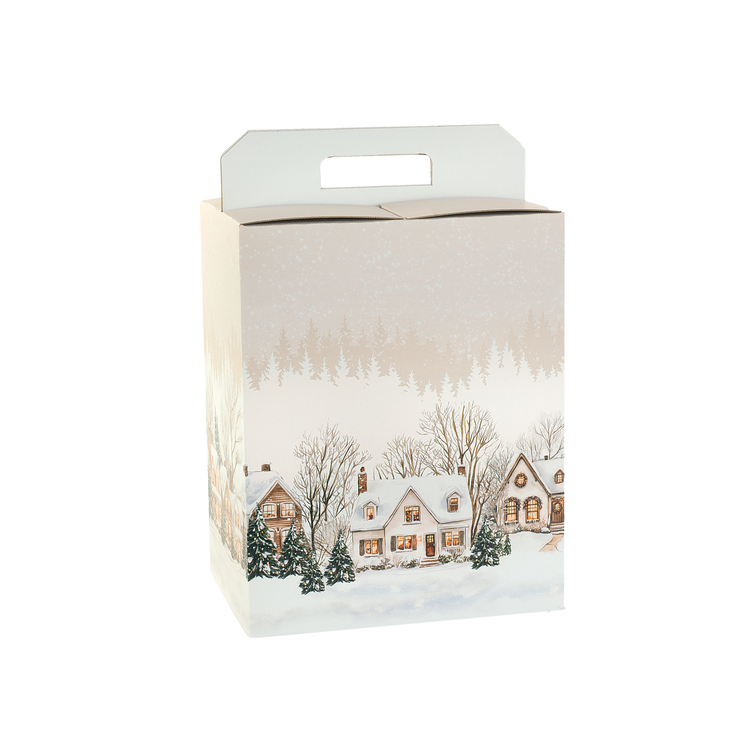 Scatole porta panettone + bottiglie Christmas Village- Printcentral - - -