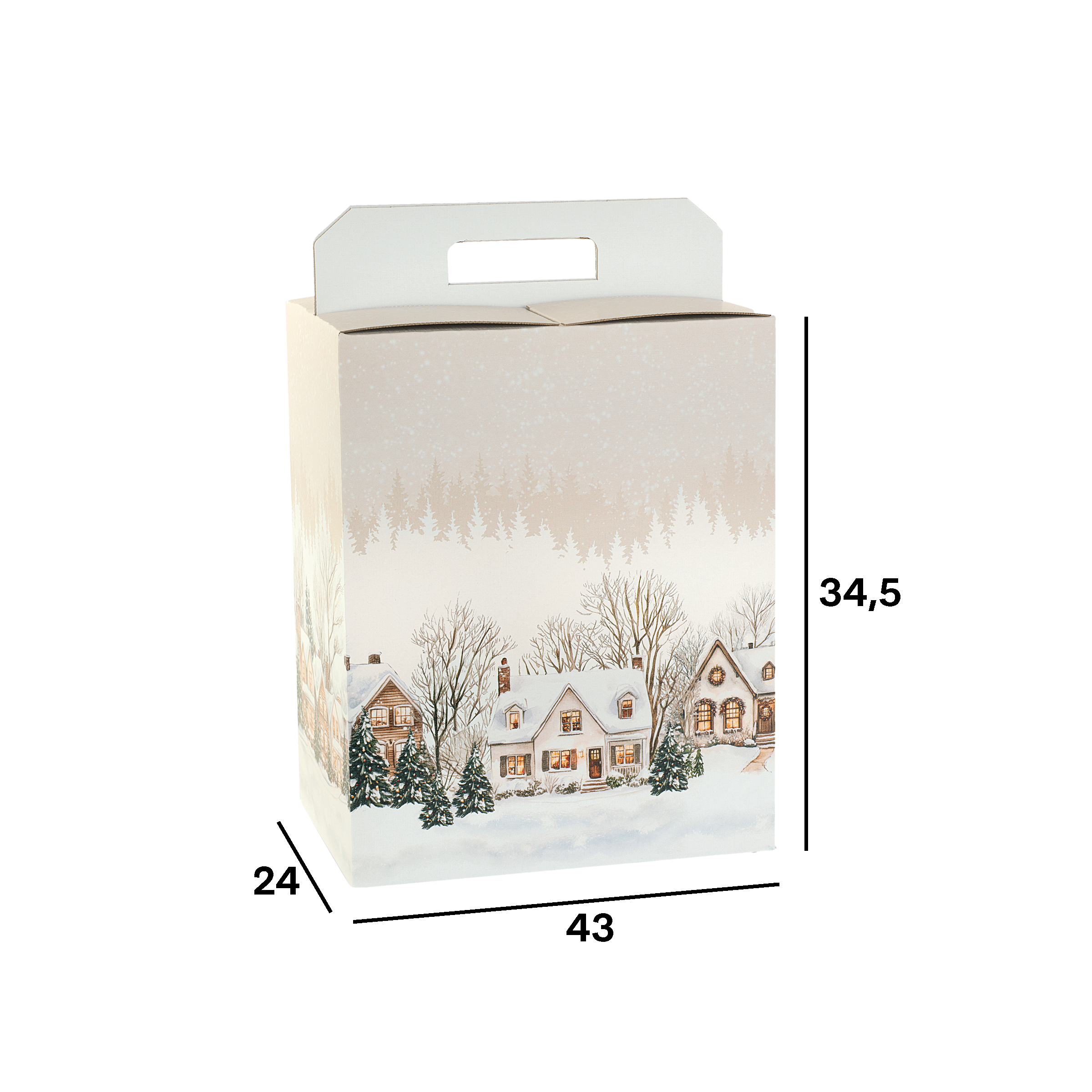 Scatole porta panettone + bottiglie Christmas Village- Printcentral - - -