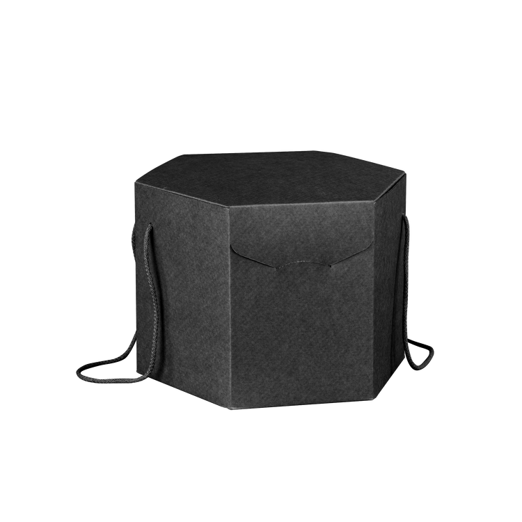 Scatole porta panettone esagonali seta nero- Printcentral - - -