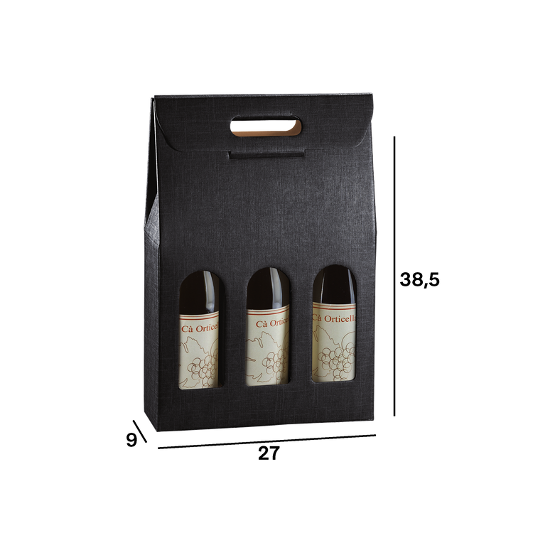 Scatole porta bottiglia seta nero- Printcentral - - -